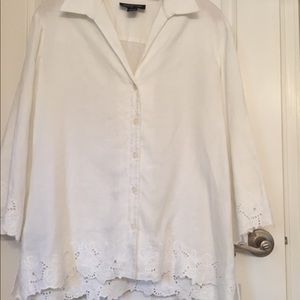 Jones New York white linen blouse - XL